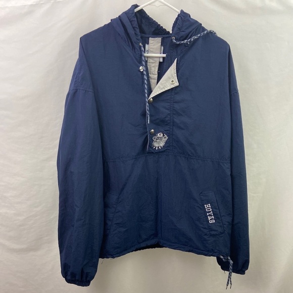 Vtg Georgetown Hoya Windbreaker Sz M Blue Pullover - Picture 1 of 11
